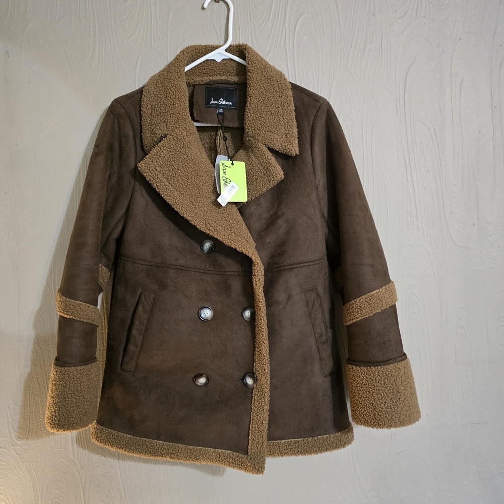 NWT: Sam Edelman Y2K style brown faux shearling jacket. Size XS